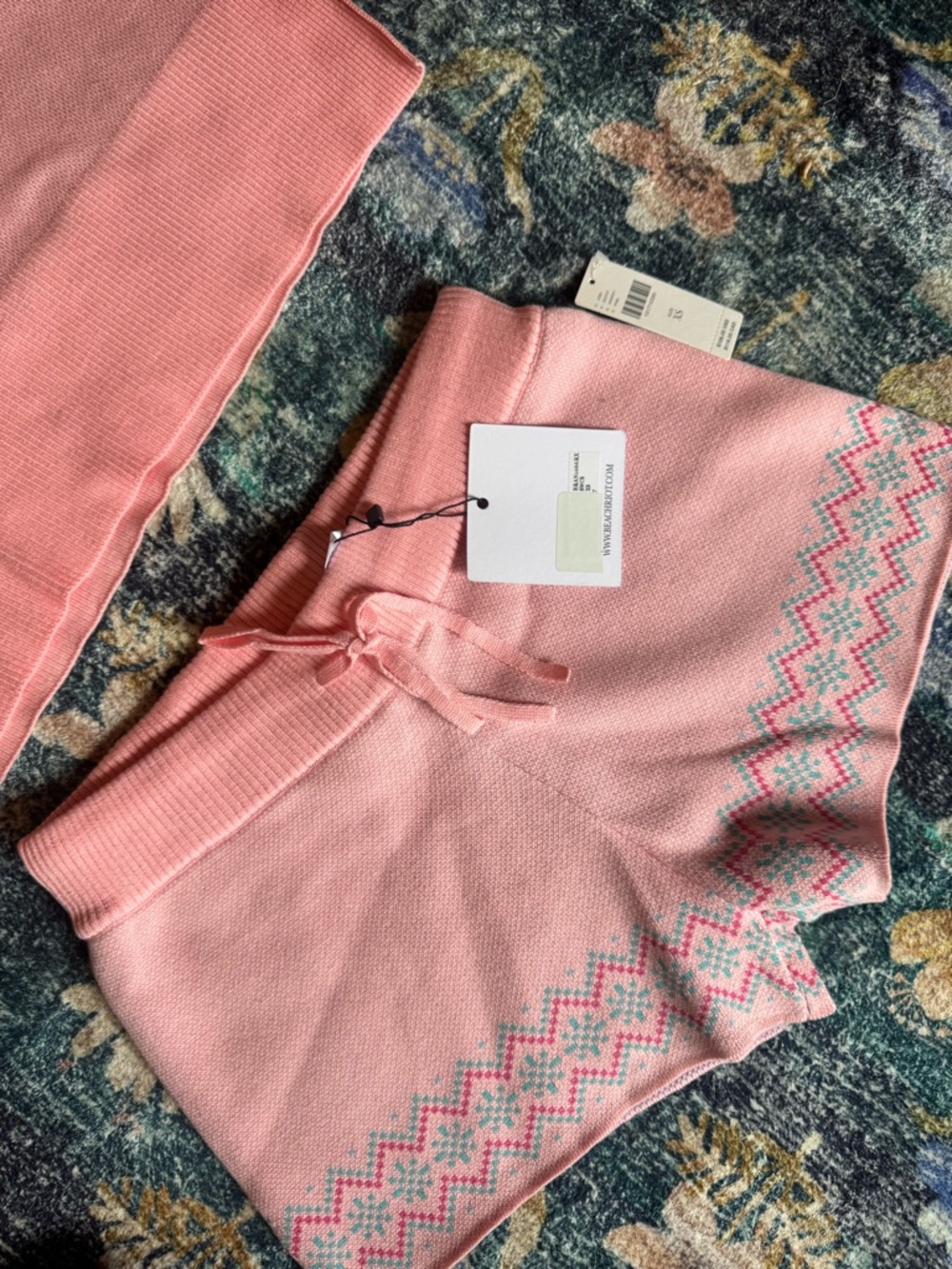 NWT Beach Riot Pink Champagne Ski Club Knit Callie Sweater & Balboa Shorts Set - Picture 3 of 11